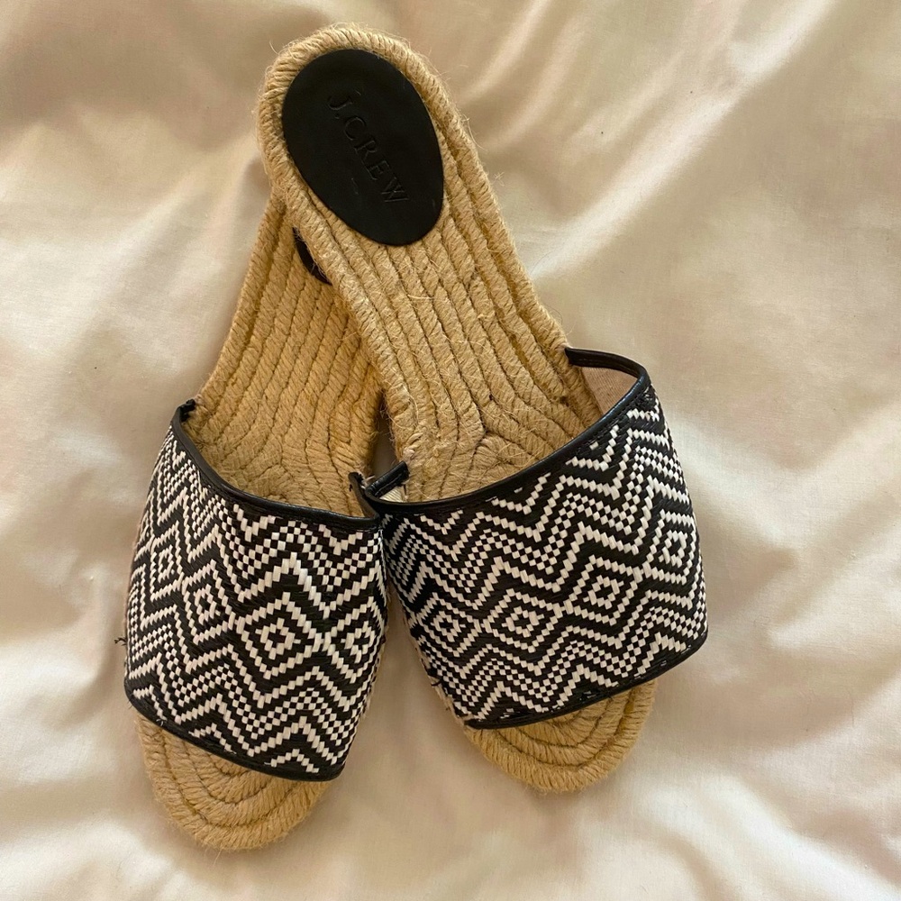 New! J Crew Valencia Espadrille Black/White